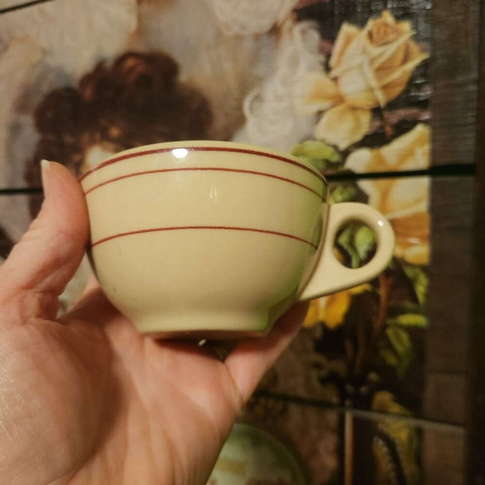 Caribe Puerto Rice USA Cream Brown Stripes Cafe Retro Coffee Mug